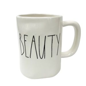 Rae Dunn “BEAUTY” White Ceramic Coffee Mug